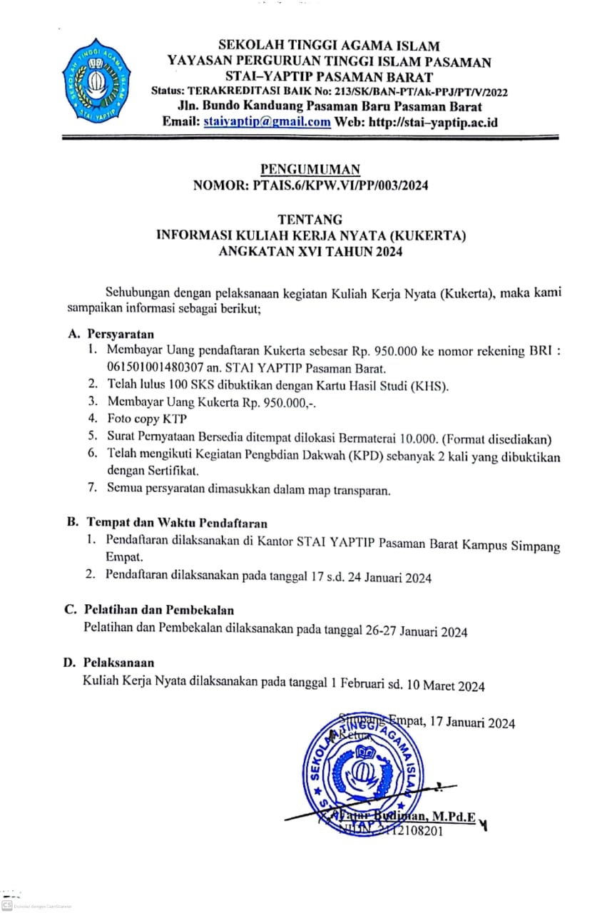 INFORMASI KULIAH KERJA NYATA (KUKERTA) ANGKATAN XVI 2024