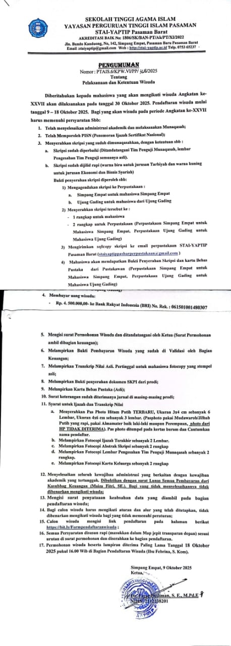 PELAKSANAAN DAN KETENTUAN WISUDA