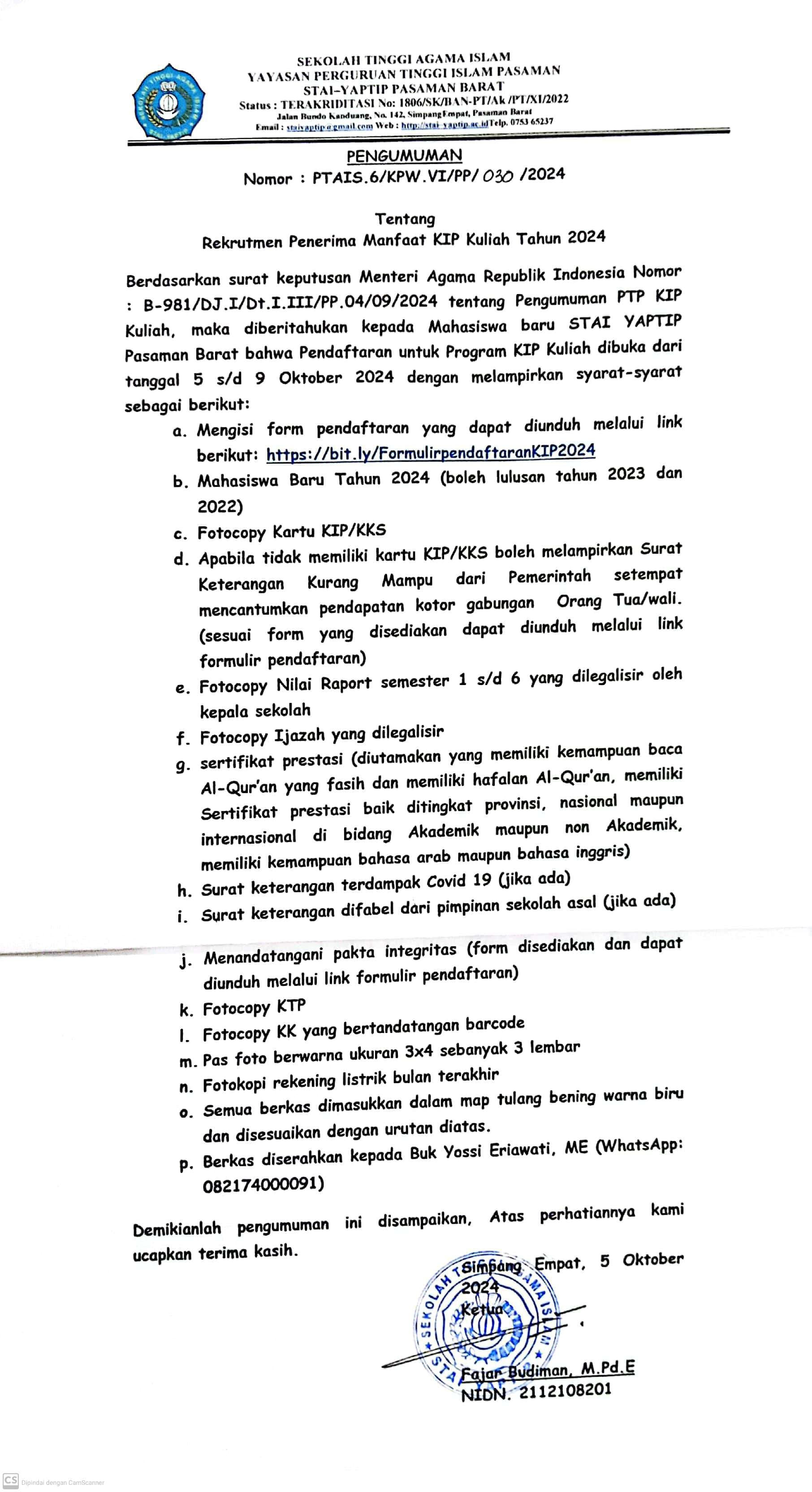 PERSYARATAN REKRUTMEN KIP KULIAH 2024
