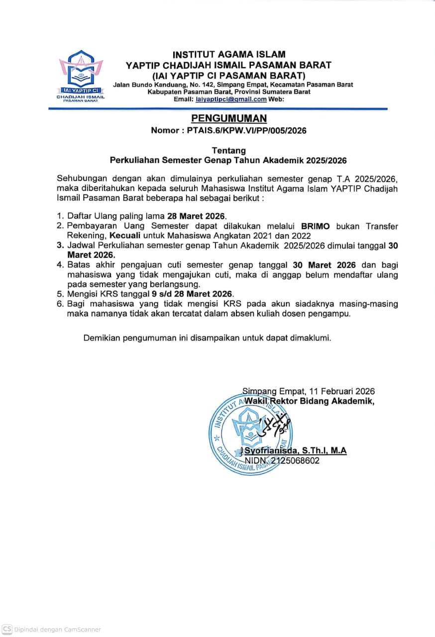 PERKULIAHAN SEMESTER GENAP TAHUN AKADEMIK 2025/2026