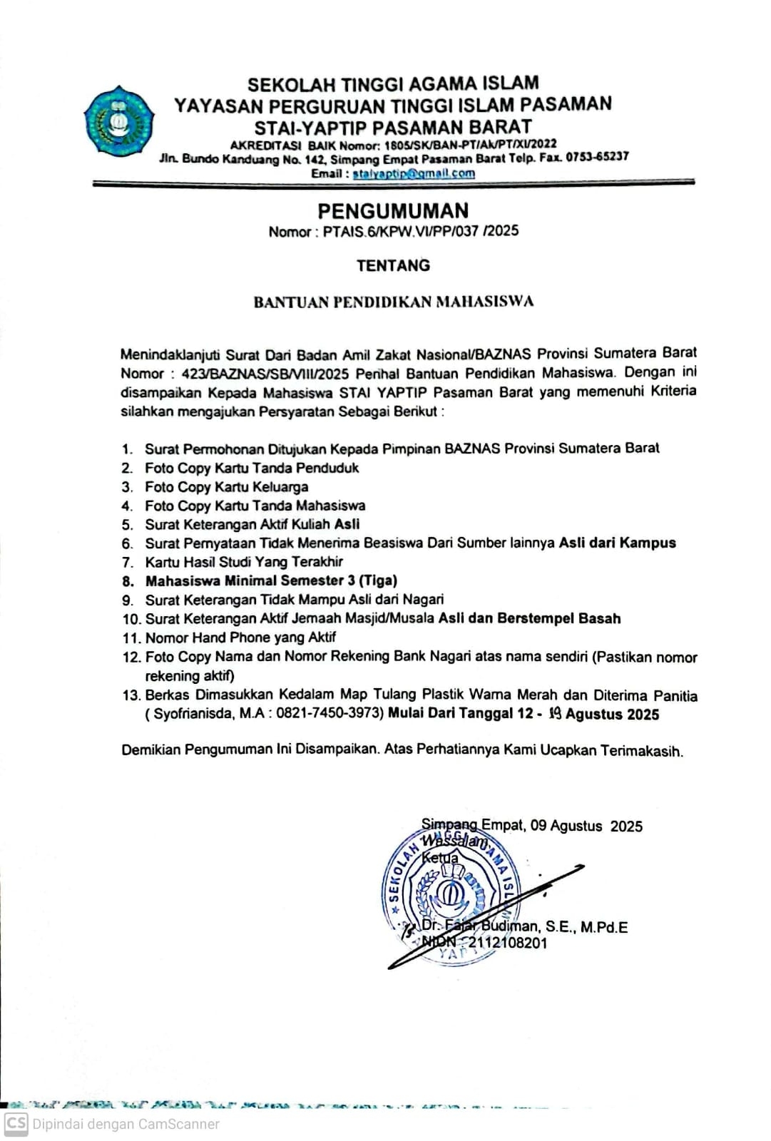 BANTUAN PENDIDIKAN MAHASISWA